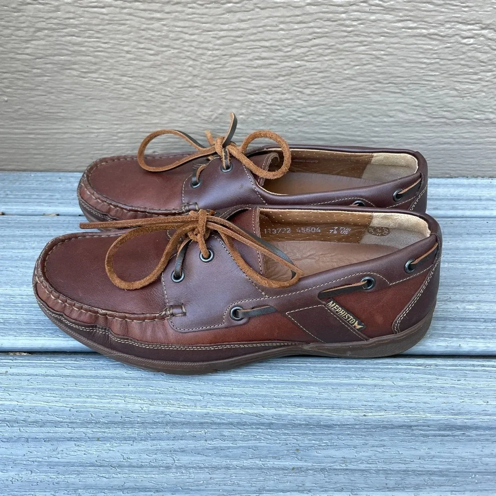 Mephisto Spinnaker Air Relax‎ Boat Shoes Men Brown Leather Size 7.5 Deck Loafer